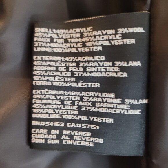 Jessica Simpson Black Faux Fur Collar Textured Womens Coat L - Picture 11 of 16